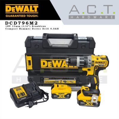 Dewalt DCD796M2, 18V Compact Hammer Drill Driver 4.0AH Brushless