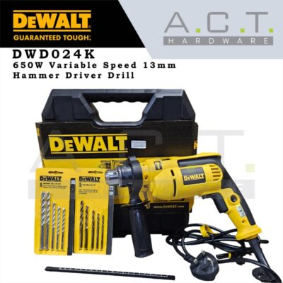 Dewalt DWD024K, Hammer Drill Driver 13mm Variable Speed 650W