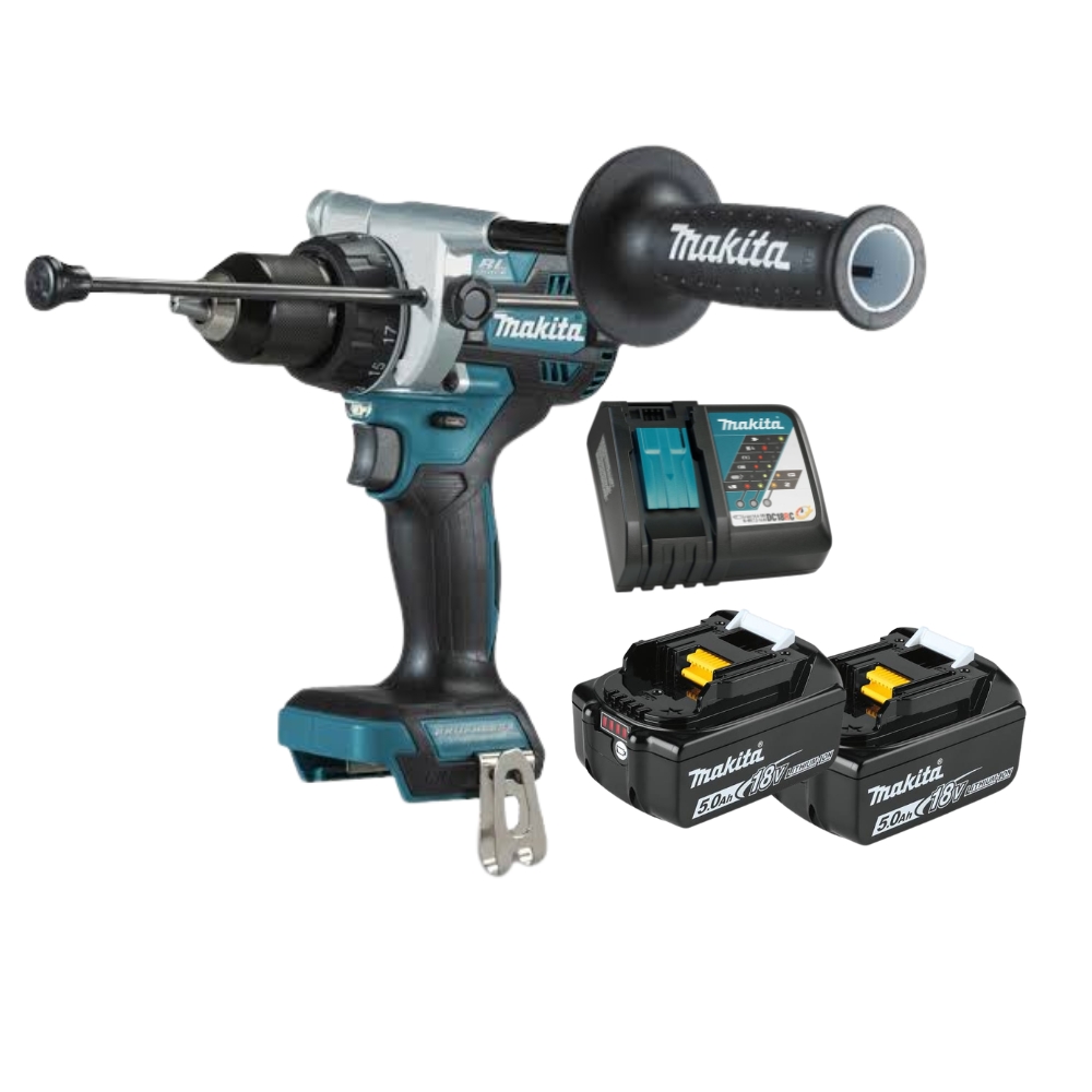 MAKITA DHP486RTE, 13MM (1/2") CORDLESS HAMMER DRIVER DRILL BRUSHLESS (2PCS 5.0AH BATTERY, 1PC CHARGER)