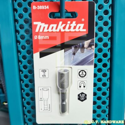 Makita B-38934, 6.35mm (1/4") Magnetic Nutsetter (Socket Size:8mm Length:50mm)