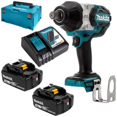 MAKITA DTW1001JX2, 18V 19MM (3/4") CORDLESS IMPACT WRENCH BRUSHLESS (2PCS 5.0AH BATTERY, 1PC CHARGER)