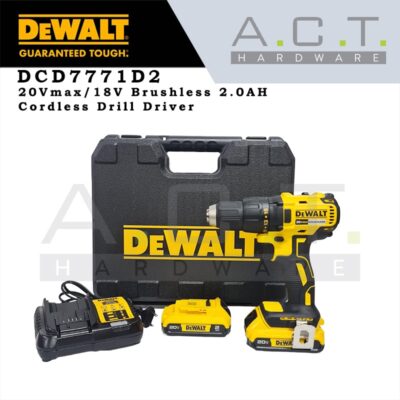 Dewalt DCD7771D2, 20Vmax 13mm Cordless Driver Drill 2.0AH Brushless