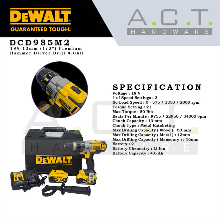 Dewalt Cordless Hammer Drill Driver DCD985M2