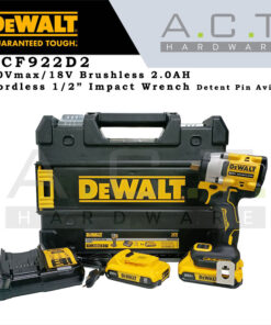 Dewalt DCF922D2, 20Vmax Cordless Detent Pin Anvil Impact Wrench 1/2" 2.0AH Brushless