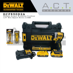 Dewalt Atomic DCF850D2A, 6.35mm ( 1/4" ) 20V/18V Cordless Impact Driver Brushless 2.0AH