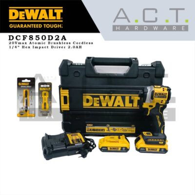 Dewalt Atomic DCF850D2A, 6.35mm ( 1/4" ) 20V/18V Cordless Impact Driver Brushless 2.0AH