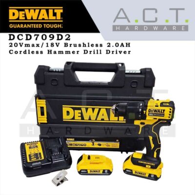 Dewalt DCD709D2, 20Vmax/18V Cordless Hammer Drill Driver Brushless 2.0AH