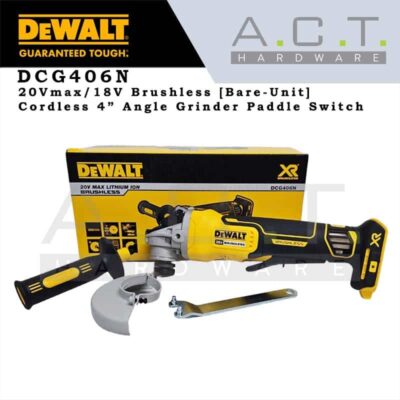 Dewalt DCG406N, 20Vmax/18V 4" Cordless Angle Grinder Brushless Paddle Switch