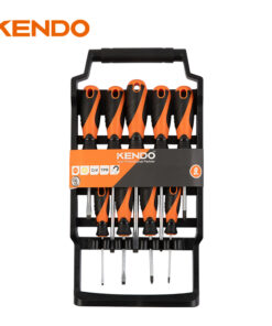 Kendo 20214, 9pcs Screwdriver Set with Plastic Rack (Slotted, Phillips)