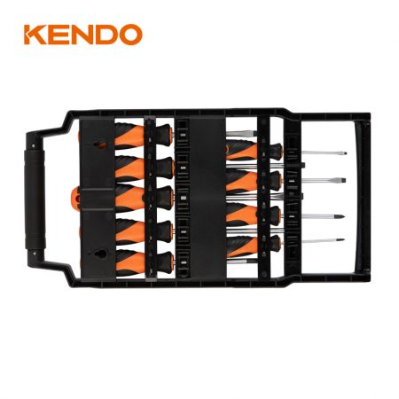 Kendo 20214, 9pcs Screwdriver Set with Plastic Rack (Slotted, Phillips) - Image 4
