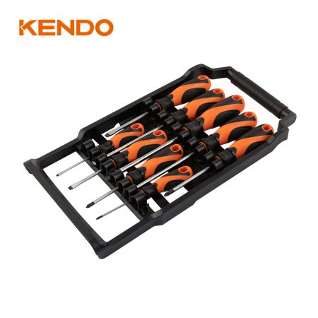 Kendo 20214, 9pcs Screwdriver Set with Plastic Rack (Slotted, Phillips) - Image 5