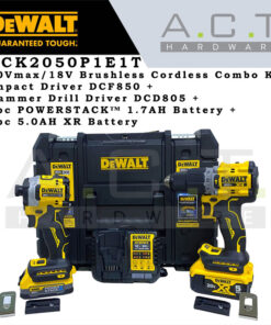 Dewalt DCK2050P1E1T, 20Vmax/18V Cordless Brushless Combo Kit (Impact Driver DCF850 + Hammer Driver Drill DCD805)