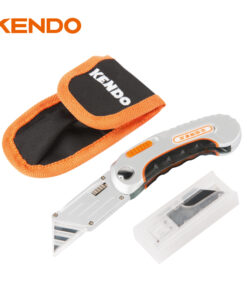 Kendo Zinc Alloy Body High End Dual Blade Folding Utility Knife With Retractable Blade For Multi-Function Extra 5Pc Sk5 Blades In A Dispenser Case [30637]