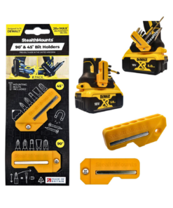 StealthMounts 45° & 90° Magnetic Bit Holder for Dewalt XR & Flexvolt Tools [SKU: BH-DW-4590-YLW]