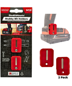 StealthMounts Stubby Magnetic Bit Holder for Milwaukee M18 Tools [SKU: BH-M18-S-RED-2]