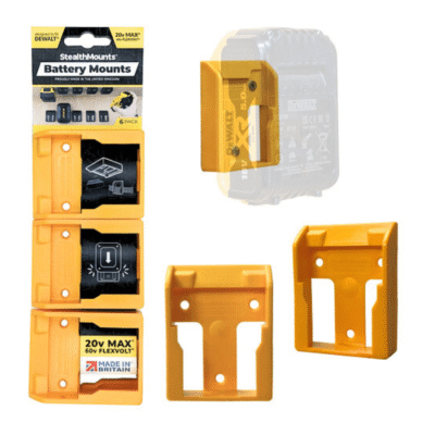 StealthMounts Battery Mounts for DeWalt 20V MAX / 18V Series [SKU: BM-DW20-YLW-6]