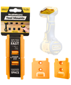 StealthMounts Tool Mounts for Dewalt 18V/ 20V Max & Flexvolt Series [SKU: TM-DW18-YLW-4LF]