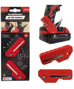 StealthMounts 45° Magnetic Bit Holder for Milwaukee M18 Tools [SKU: BH-M18-45-RED]
