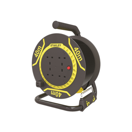 STANLEY SXECFL26H4E INDUSTRIAL CABLE REEL 4X13A, W/ THERMAL PROTECTION, CABLE GUIDE, 40M