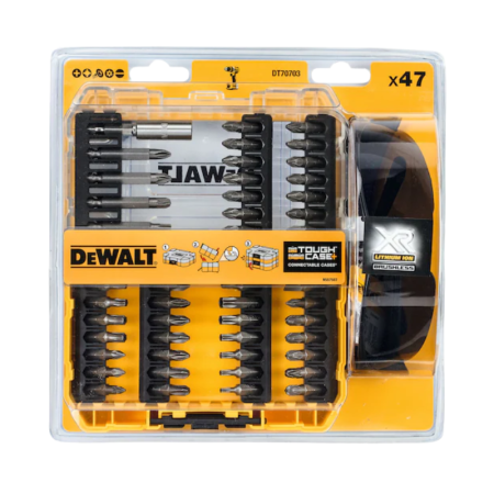 DEWALT DT70703-QZ, 47PC Screw Bit Set & Safety Glasses, comes with T-STAK Tough Case