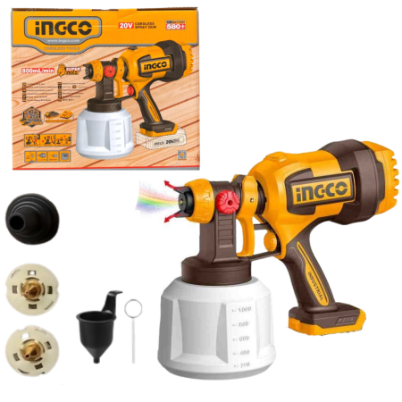 INGCO CSGLI2004, 20V LI-ION CORDLESS PAINT SPRAY GUN (BARE TOOL ONLY)