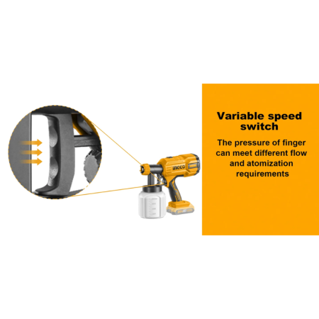 INGCO CSGLI2004, 20V LI-ION CORDLESS PAINT SPRAY GUN (BARE TOOL ONLY) - Image 4
