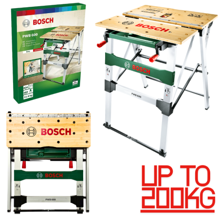 Bosch PWB 600, Lightweight & Quick Foldable Workbench With High Quality Surface, Durable, Waterproof & Scratch Resistance