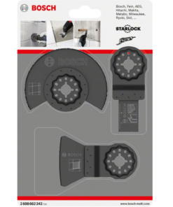 BOSCH Starlock OMT Basic Tile, Concrete & Stainless Steel Blades Set, For Oscillating Multitools, Oscillation Blade (3PC/PKT)