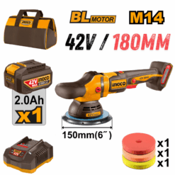 INGCO APLI42151, 42V Compact Brushless Cordless Polisher Set, 150MM (6"), With Accessories Set