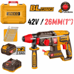 INGCO CRHLI422682, 42V Compact Brushless Cordless Rotary Hammer Set, 26MM, With Accessories Set
