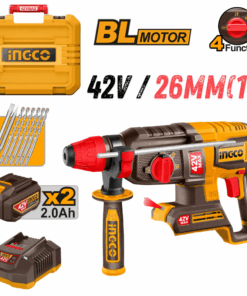 INGCO CRHLI422682, 42V Compact Brushless Cordless Rotary Hammer Set, 26MM, With Accessories Set