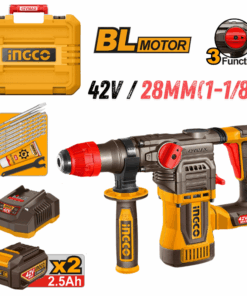 INGCO CRHLI422882, 42V Brushless SDS-PLUS Cordless Rotary Hammer Set, 28MM, With Accessories Set