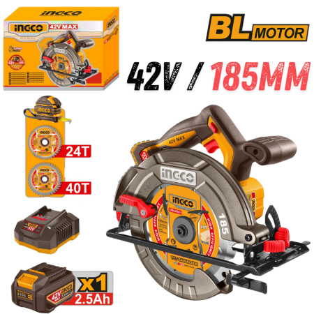 INGCO CSLI4218511, 42V Cordless Circular Saw Set, 185MM (7-1/4")