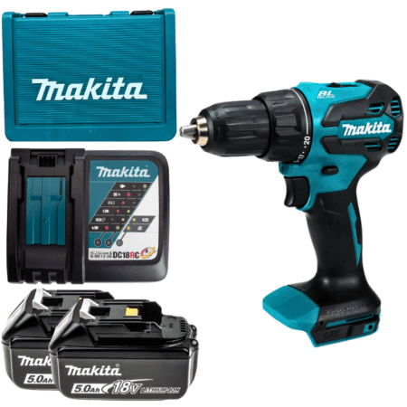 MAKITA DHP490RTE, 18V CORDLESS BRUSHLESS DRIVER DRILL SET, 2 SPEED MODES, 13MM, FOR CONCRETE DRILLING