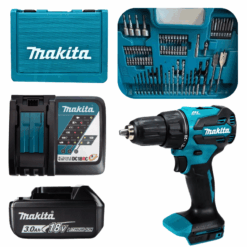 FLAWLESS MAKITA DHP490RFX1, 18V CORDLESS HAMMER DRILL DRIVER SET (1PC 3.0AH BATTERY + CHARGER + ACCESSORIES)