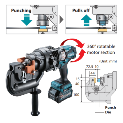 MAKITA PP001GZK, 40V CORDLESS HOLE PUNCHER (BARE-UNIT)