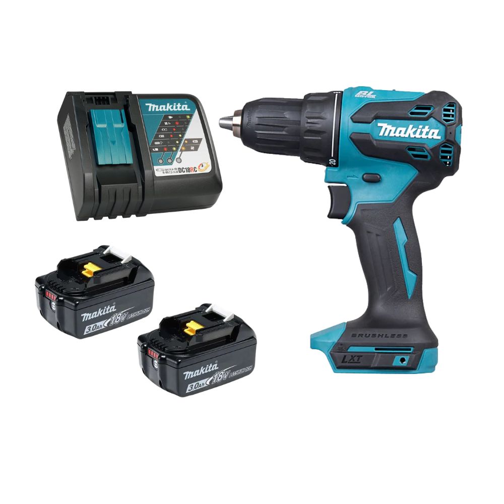 MAKITA DDF490RFE DC DRIVER DRILL 18V BL 13MM (2PCS 3.0AH BATTERY, 1PC CHARGER)