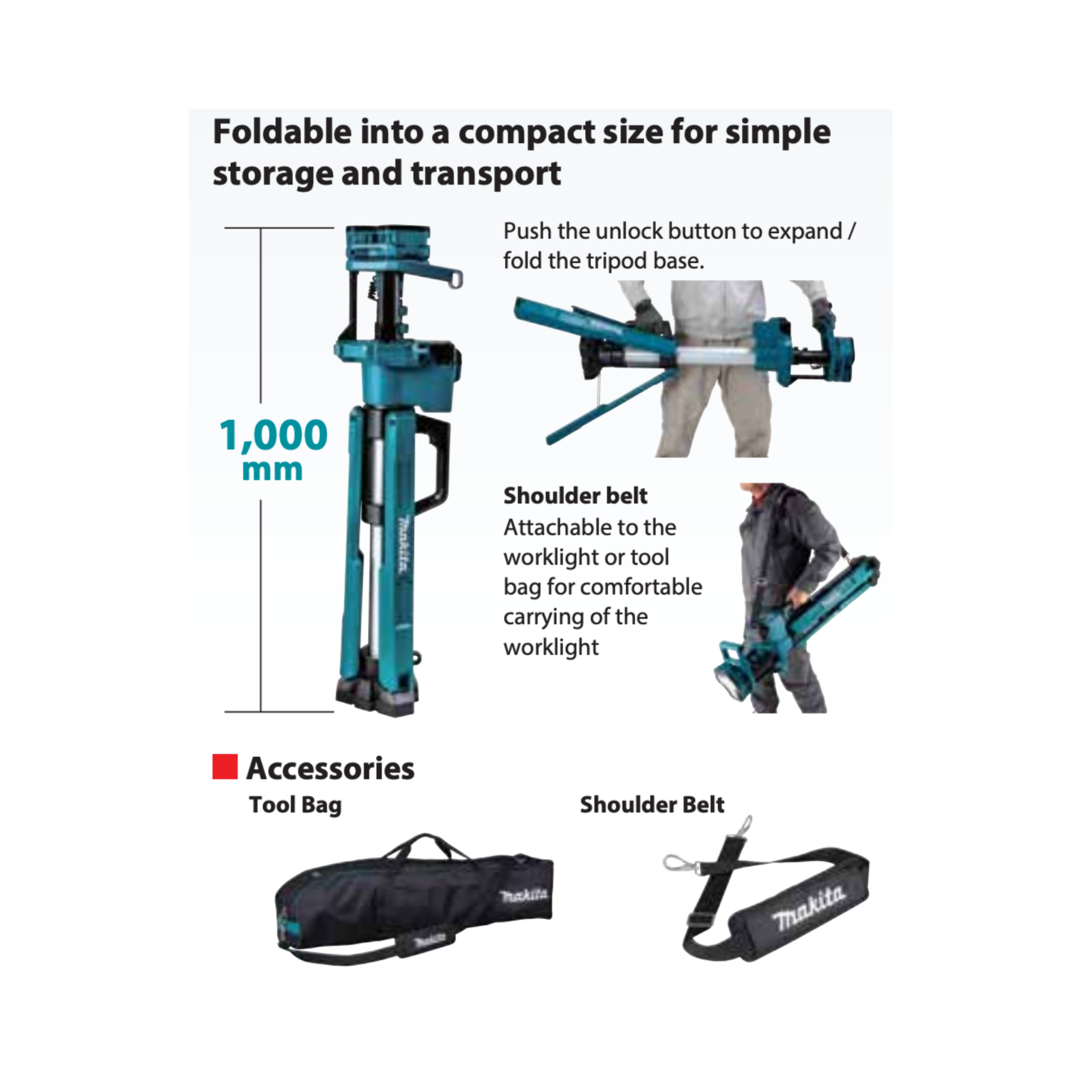 MAKITA DML813, 18V CORDLESS LED TRIPOD WORKLIGHT, 1750 LUMENS - Image 3