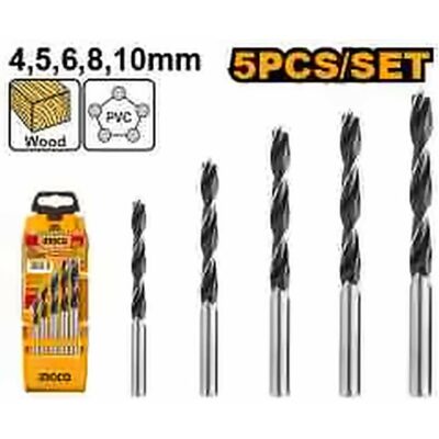 INGCO 5PCS WOOD DRILL BIT SET 4,5,6,8 & 10MM AKD5058