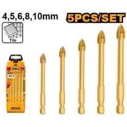 INGCO 5PCS GLASS & TILE DRILL BIT SET 4,5,6,8 & 10MM AKD7058