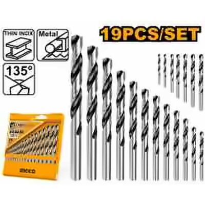 INGCO 19PCS COBALT HSS DRILL BIT SET 1-10MM (1,1.5,2,2.5,3,3.5,4,4.5,5,5.5,6,6.5,7,7.5,8,8.5,9,9.5,10MM) AKDB1195