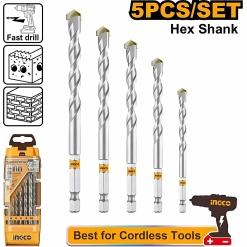 INGCO 5PCS TOP EFFICIENT MASONERY DRILL BIT SET 4,5,6,8 & 10MM AKDB6055
