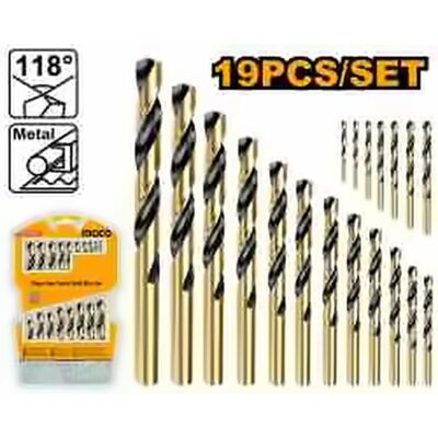 INGCO 19PCS HSS DRILL BIT SET 1-10MM (1,1.5,2,2.5,3,3.5,4,4.5,5,5.5,6,6.5,7,7.5,8,8.5,9,9.5,10MM) AKDB9190
