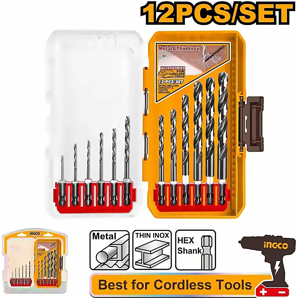 INGCO 12PCS HSS DRILL BIT SET 1.0-10M AKDL11206