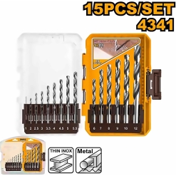 INGCO 15PCS 4341 HSS DRILL BIT SET 1~12MM 135° AKDL51506
