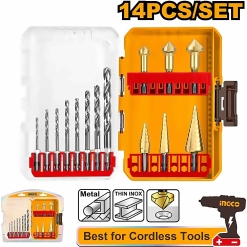INGCO 14PCS 8XHSS DRILLS+3XSTEP DRILLS+3XCOUNTERSINK BITS SET AKDL61401