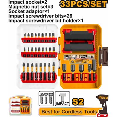 INGCO 33PCS IMPACT DRIVER BITS + SOCKET SET AKDL63306
