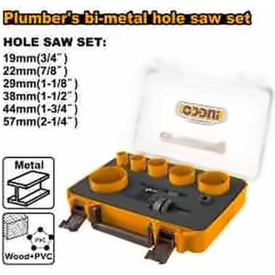INGCO 9PCS PLUMBER BI-METAL HOLE SAW SET AKH0091