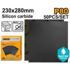 INGCO SILICON CARBIDE WATERPROOF SANDPAPER 230X280MM 50PCS GRIT P80 AKHS008016