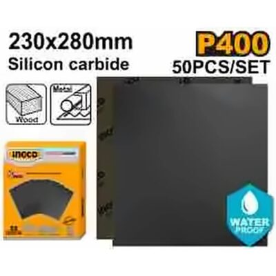 INGCO 50PCS WATERPROOF SANDPAPER 230X280MM P400 AKHS040016